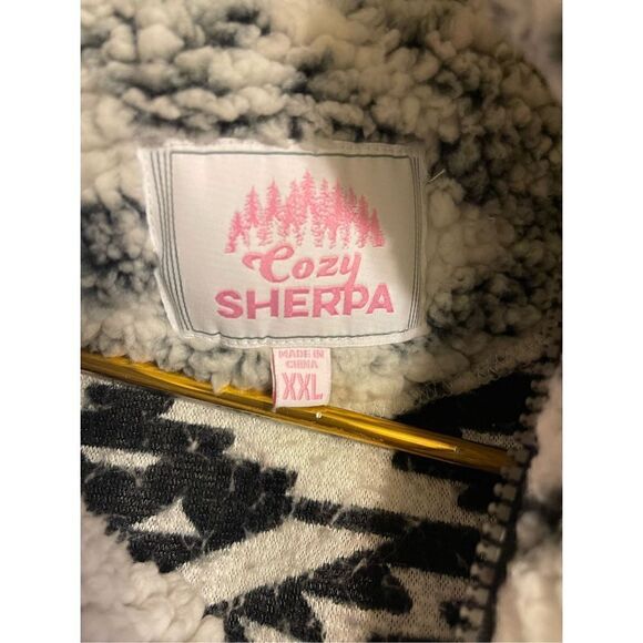 Cozy Sherpa Aztec women’s Pullover sweatshirt sz XXL  Quarter Zip Super Soft - Picture 4 of 7